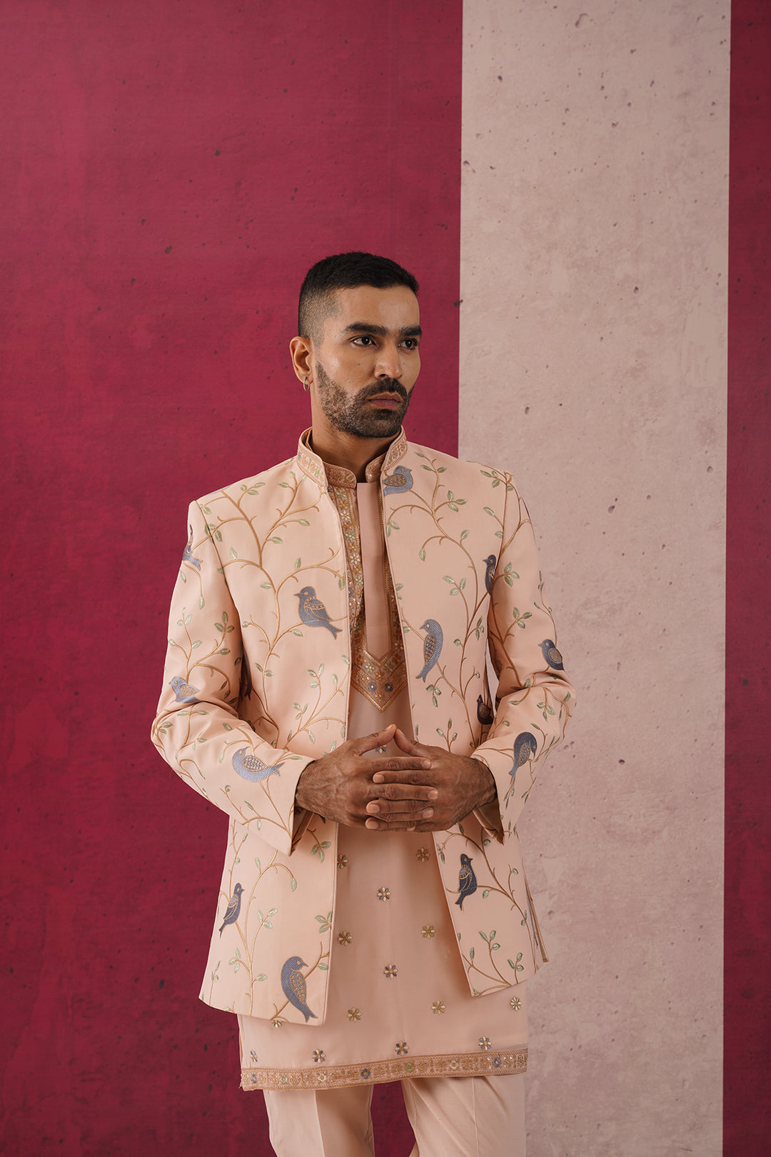Devan -Peach open jodhpuri Set