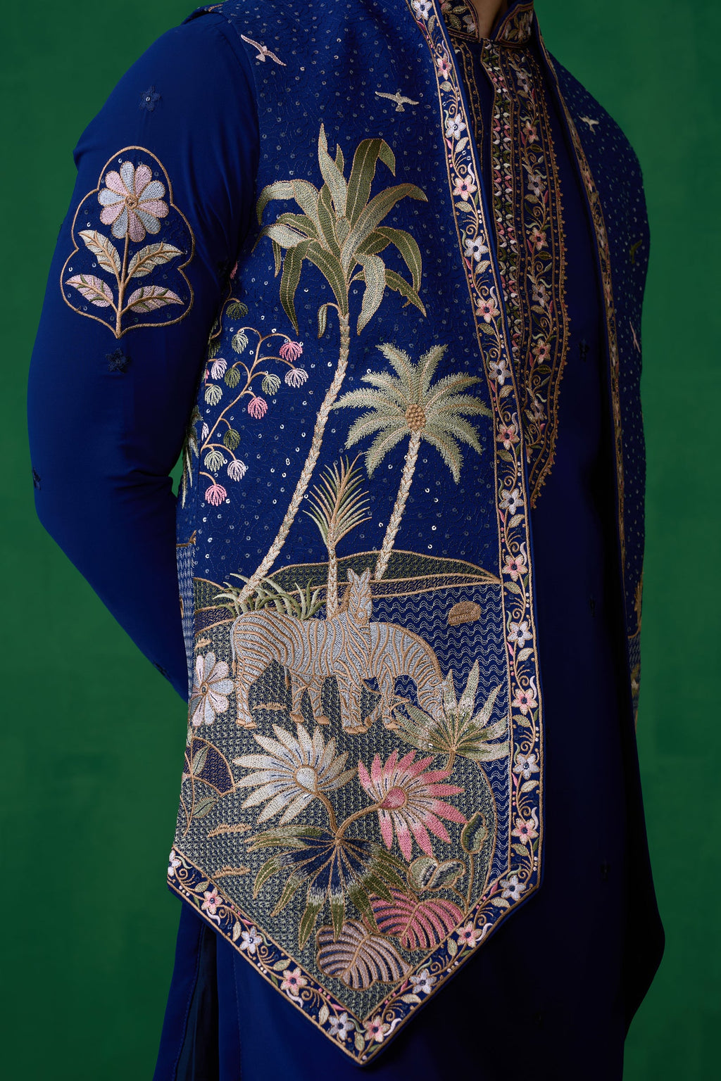 SHAFAN SHEIKH IN FOREST BLUE KURTA JACKET SET
