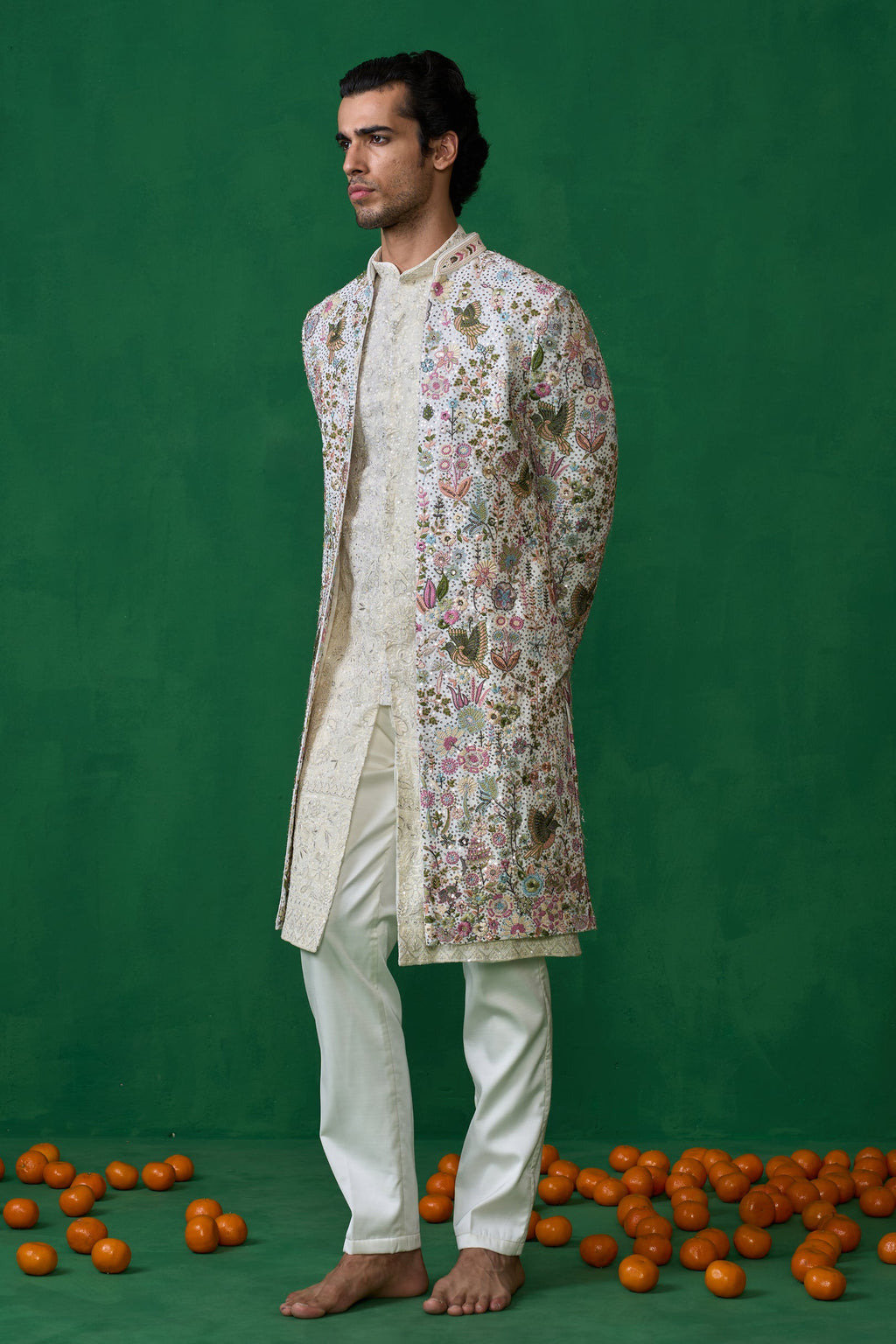 MOHSIN KHAN IN PHOOLPANKH IVORY INDOWESTERN SET