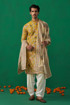 DHAARMIK SAMANI IN PHOOLPANKH HALDI KURTA SET