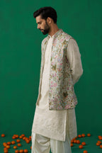 MAVERIC MAAZ IN PHOOLPANKH SKYBLUE KURTA JACKET PATIYALA SET